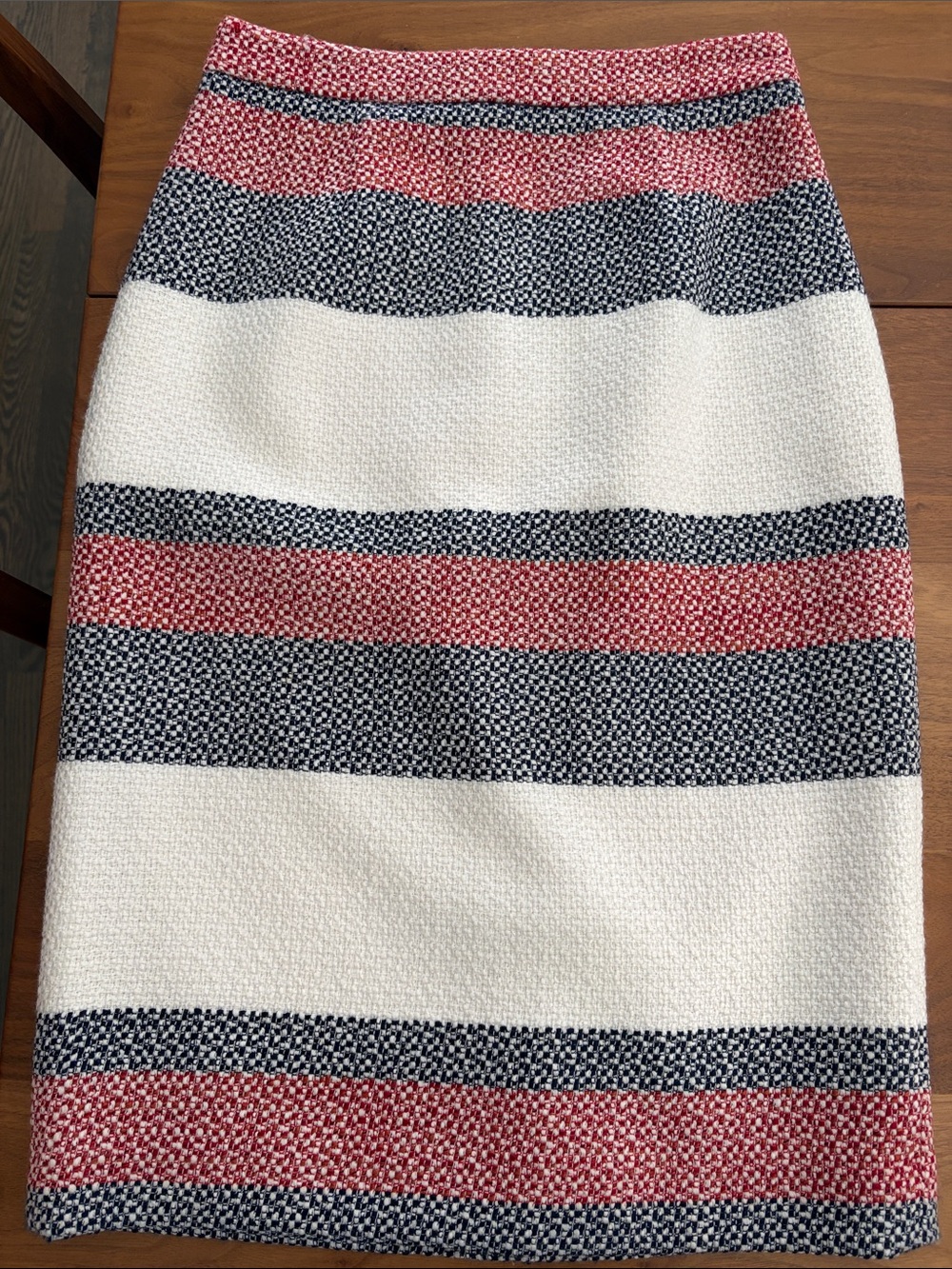Nordstrom Striped Red, Navy & White Pencil Skirt